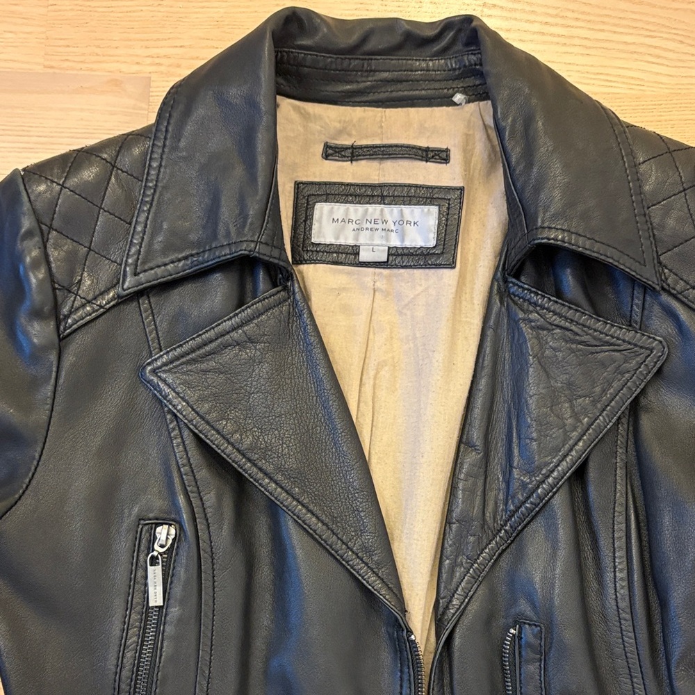 Marc New York Black Leather Belted Jacket - Picture 7 of 14